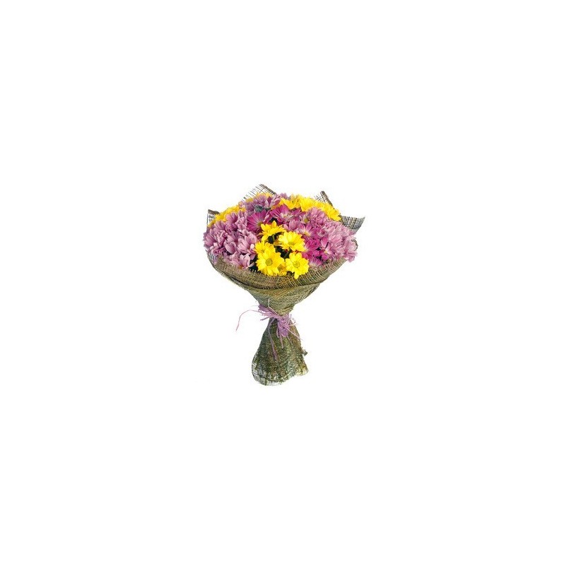 Buchet din crizanteme multicolore